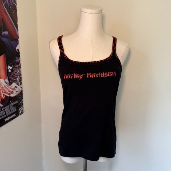 Harley-Davidson Tops - Harley Davidson 2004 Black and Orange Casual Tank Top